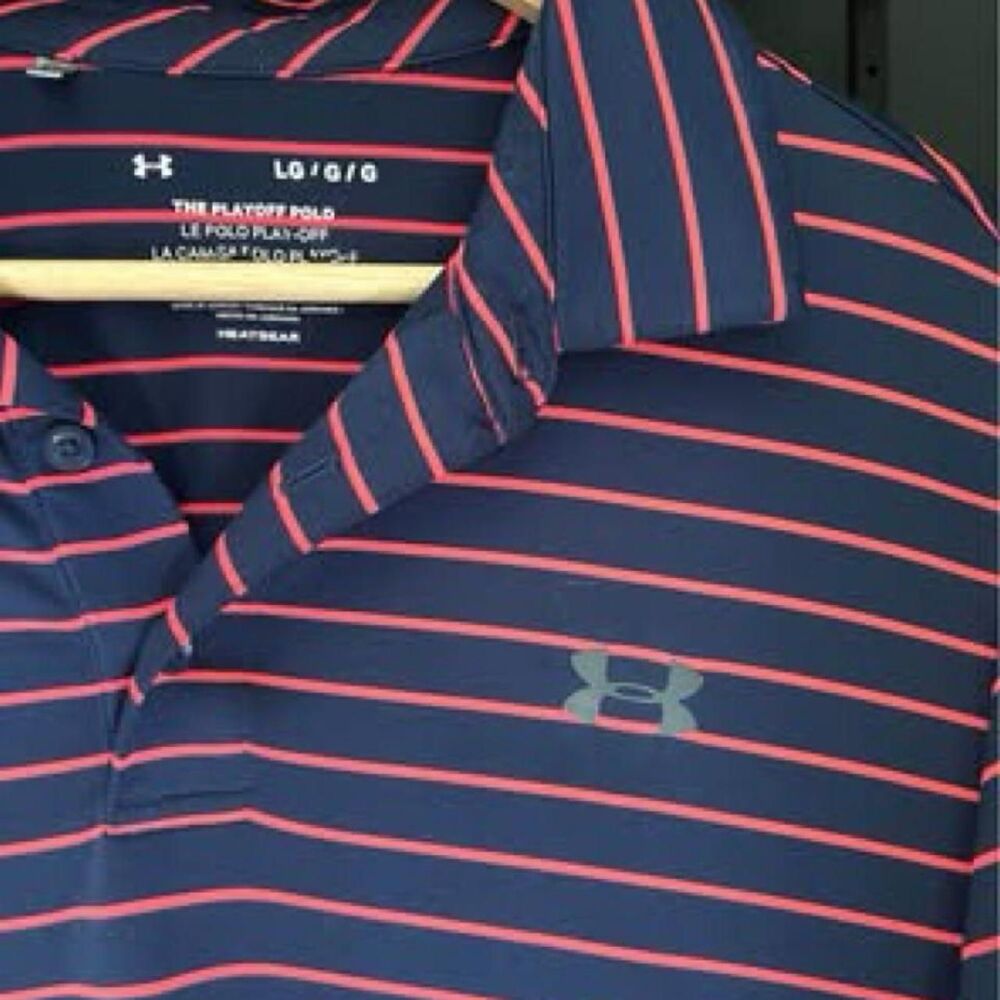 Under-armour Men's Navy and Pink Polo-shirts